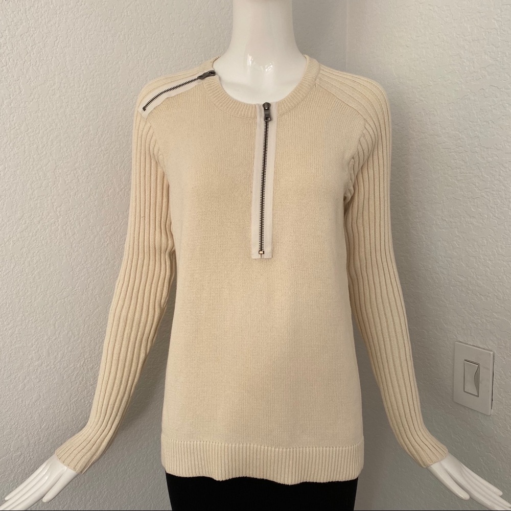 Armani Exchange ivory half zip sweater